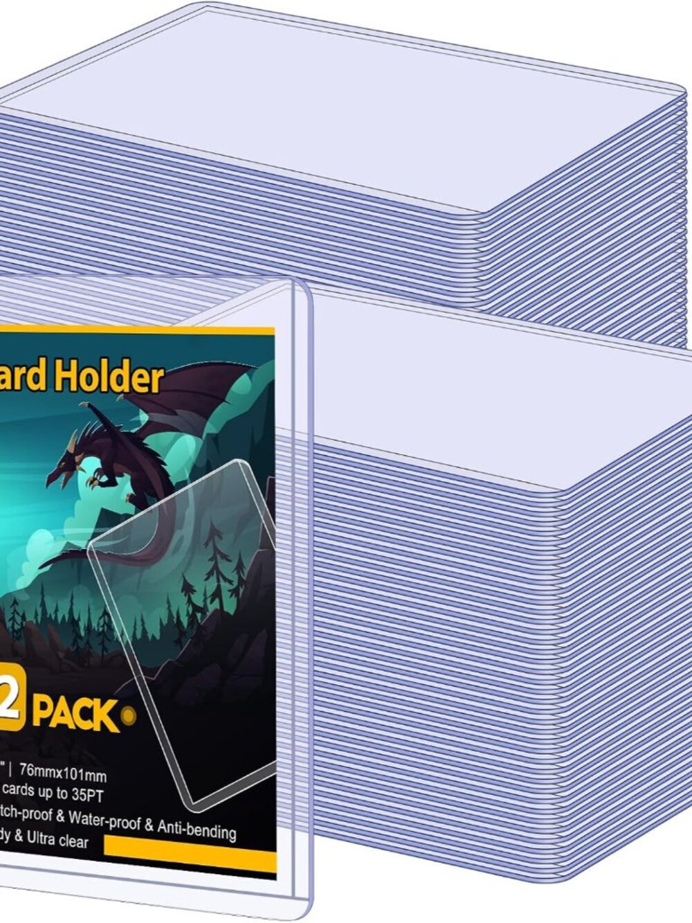 32 Card Sleeves Hard Plastic Card Holder for Trading Card 3"x4", 35PT